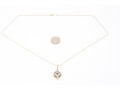14k Yellow Gold Retro Sapphire And Diamond Set Pendant, With Chain