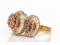 10k Yellow Gold Impactful Brown And White Diamond Cluster Dome Ring, App. 0.76 TCW, Size 6