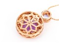 14k Rose Gold Stunning Amethyst, Diamond Halo And Tanzanite Pendant, With Chain