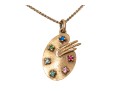 14k Yellow Gold Vintage Palette And Brush Pendant, With Chain