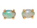 14k Yellow Gold Simple White Opal Stud Earrings