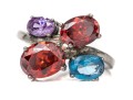 Sterling Silver Striking Colorful Cz Cluster Ring, Size 7.25