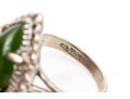 10k White Gold Marquise Cabachon Nephrite Jade Ring, Size 6