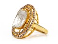 Sterling Silver Vermeil Fabulous Chunky Macle Cut Diamond Halo Ring , Size 8.25