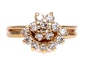 14k Yellow Gold Vintage Diamond And Guard Ring Cluster, Paired, App. 0.30 TCW, Size 5.5