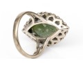 10k White Gold Marquise Cabachon Nephrite Jade Ring, Size 6