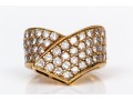 14k Yellow Gold Beautiful Pave Diamond Set Crossover Ring, App. 0.84 TCW, Size 3.75