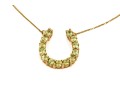 14k Yellow Gold Fun Peridot Set Horseshoe Necklace, App. 0.78 TCW