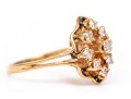 14k Yellow Gold Lovely Vintage Elongated Diamond Cluster Ring, App. 0.18 TCW, Size 5.5