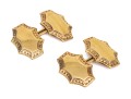 14k Yellow Gold Vintage Elongated Scalloped Edge Cufflinks, Loose Links Style