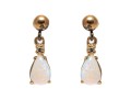 14k Yellow Gold Pretty Diamond Accented Pear White Opal Drop Pendant Earrings