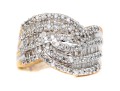 14k Yellow Gold Ultra Wide Bypass Diamond Dome Ring, App. 1.24 TCW, Size 7