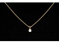 14k Yellow Gold Classic Diamond Solitaire Pendant, App. 0.19 CTS, With Chain