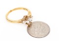 14k Yellow Gold Marquise And Round Diamond Three Stone Ring, App. 0.84 TCW, Size 6