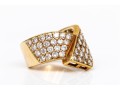 14k Yellow Gold Beautiful Pave Diamond Set Crossover Ring, App. 0.84 TCW, Size 3.75