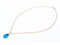 14k Yellow Gold Beautiful Freeform Blue Boulder Opal Doublet Pendant, With Chain