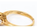 14k Yellow Gold Marquise And Round Diamond Three Stone Ring, App. 0.84 TCW, Size 6