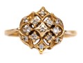 14k Yellow Gold Vintage Diamond Cluster Ring, App. 0.11 TCW, Size 6