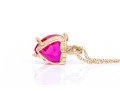 10k Yellow Gold Synthetic Ruby Heart And Cz Pendant, On A Gold Filled Chain