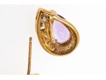10k Yellow Gold Pear Amethyst And Diamond Set Earrings, App. 0.06 TCW