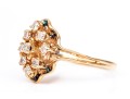 14k Yellow Gold Lovely Vintage Elongated Diamond Cluster Ring, App. 0.18 TCW, Size 5.5