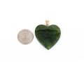 14k Yellow Gold Simple Chunky Green Nephrite Jade Heart Pendant