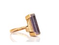 14k Yellow Gold Vintage Emerald Cut Synthetic Purple Spinel Ring, Size 3.75