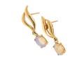 14k Yellow Gold Retro Swirl And White Opal Drop Pendant Earrings