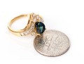 14k Yellow Gold Sapphire And Diamond Cluster Ring, App. 0.32 TCW In Diamonds, Size 2.75