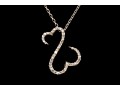 14k White Gold Fun Diamond Set Heart Swan Motif Pendant, App. 0.09 TCW, With Chain