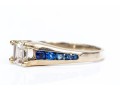 14k White Gold Asscher Cut Diamond Ring, App. 0.72 CTS, With Sapphires, Size 8.5