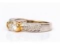 14k Gold Horizontal Cz Center Patterned Side Ring Size 7.25