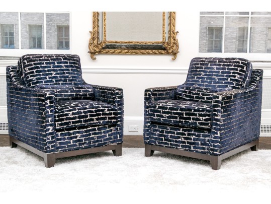 Stylish Pair Of CCL Custom Upholstered Club Chairs ($7,000)