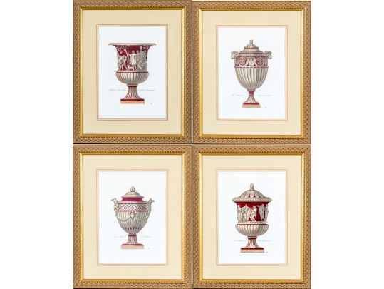 Set Of Four Decorative Collection Of Prints, Depicting Lavish Urns