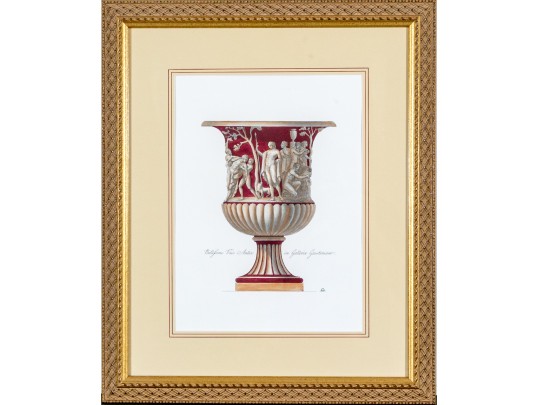Set Of Four Decorative Collection Of Prints, Depicting Lavish Urns