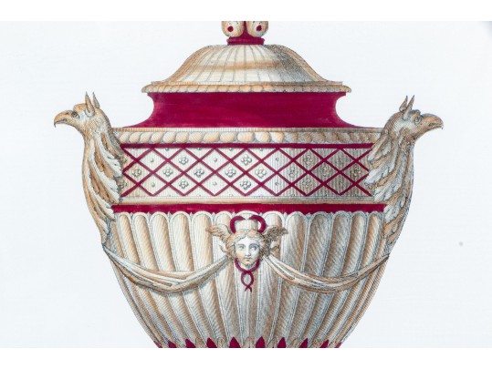 Set Of Four Decorative Collection Of Prints, Depicting Lavish Urns