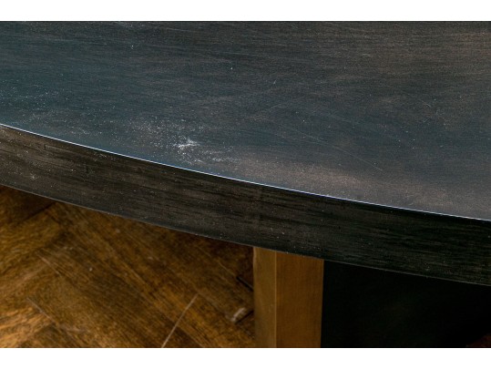 Custom Kravet Oval Dining Table On Pedestal Base ($3,200)