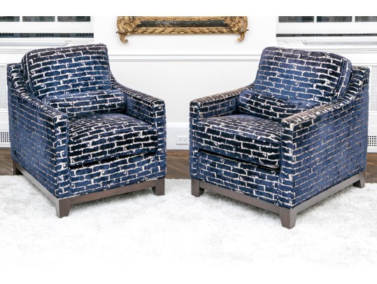 Stylish Pair Of CCL Custom Upholstered Club Chairs ($7,000)