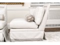 Pair Of Custom Upholstered Slipper Chairs With Accent Bolster Pillows ($6,000)