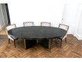 Custom Kravet Oval Dining Table On Pedestal Base ($3,200)
