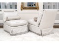 Pair Of Custom Upholstered Slipper Chairs With Accent Bolster Pillows ($6,000)