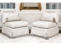 Pair Of Custom Upholstered Slipper Chairs With Accent Bolster Pillows ($6,000)