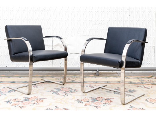 Pair Of Quality Cantilever Armchairs In The Manner Of Mies Van Der Rohe 
