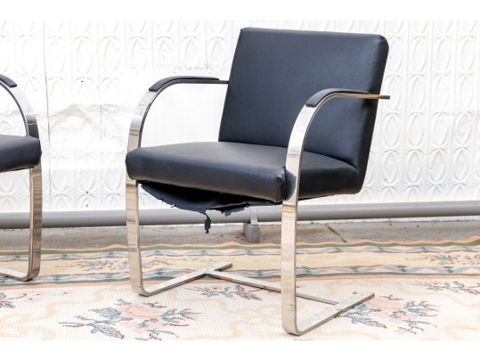 Pair Of Quality Cantilever Armchairs In The Manner Of Mies Van Der Rohe 