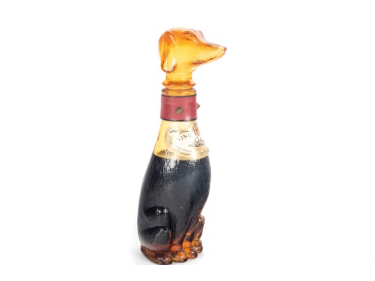 Italian Amber Empoli Glass Dog Vino Rosso 