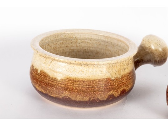 Pair Of Studio Pottery Stoneware Soup Bowls