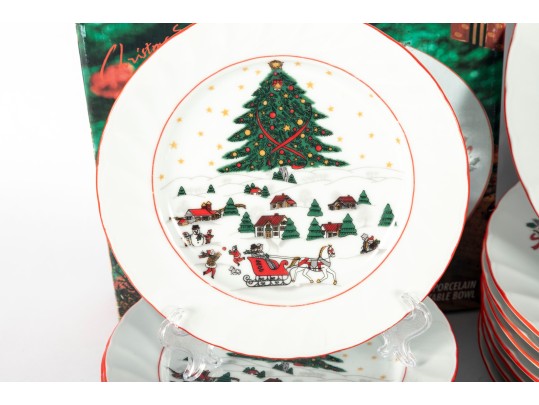 Kopin “Christmas Pleasure” Porcelain Holiday Dinnerware Set