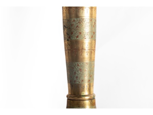 Engraved Indian Ornate Brass Lamp Base