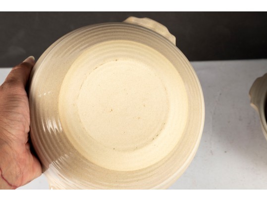 Pair Of Japanese Ceramic Donabe Hot Pots With Lids