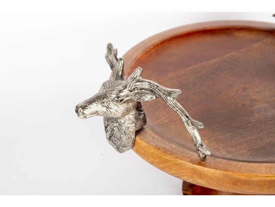 Object D'art Elk Head Pedestal Stand & Bowl